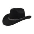 Chapeau de cowboy occidental en daim noir avec bande de perles, fedora jazz style et élégant. - 58cm / Noir