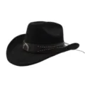 Schwarze Wildleder Cowboyhut Details mit Lederband, Metallnieten und tollem Pistolen-Anhänger. - 58cm / Schwarz