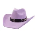 Purple suede western cowboy hat featuring a black leather band and cool silver metal studs. - 58cm / Light Purple