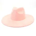 Pink suede fedora hat wide brim stylish casual gentleman hat for men and women couple fashion. - M (56-58cm) / Dusky Pink
