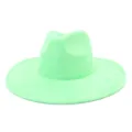 Detailed view of a mint green suede wide brim fedora hat, classic style for men and women. - M (56-58cm) / Fruit Green