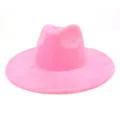 Fashionable pink suede fedora hat for men and women wide brim gentleman stylish sun cap - M (56-58cm) / Barbie Pink