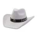 Grey suede cowboy hat with black leather band, metal studs and gothic decorative medallion for men women. - 58cm / Light Gray
