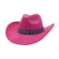 Pink suede cowboy hat detail, rhinestone denim band, vintage rolled brim Western cap. - One Size 57-58cm / Dragon Fruit