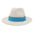 Cappello Fedora in lana da uomo e donna tesa larga cappello da jazz autunno inverno elegante - Beige