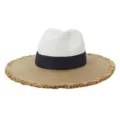 Spring summer fashion wide brim fringed straw fedora sun hat for outdoor travel beach. - Adjustable / Black