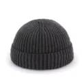 Donkergrijze geribbelde docker muts winter warme meloen hoed casual muts voor volwassenen - M (56-58cm) / donkergrijs