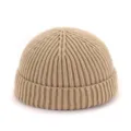 Bonnet docker en tricot beige, détail côtelé, chapeau d'hiver chaud pour hommes et femmes. - M (56-58cm) / Beige