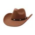 Chapeau de cowboy occidental marron classique avec bande rivets métal noir coiffe rétro élégante - Taille unique 57-58cm / Kaki