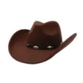 Chapeau de cowboy occidental marron avec bande à clous métalliques, chapeau à large bord mode. - Taille unique 57-58cm / Café