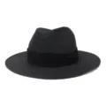 Classic black straw fedora hat with ribbon band, perfect for summer sun protection. - 58cm / Black