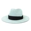 Light blue straw hat detail, perfect for summer outdoor sun protection and beach vacation styles. - 58cm / Light Green