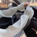 Manches de protection solaire en soie glacée menthe pour la conduite, bras longs aérés. - Vert Haricot