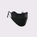 Black sun protection face mask for women, UV blocking face cover in solid black color. - Dark Black