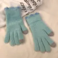 Gants Tricotés Pelucheux Touchscreen Bleu Macaron Femme Hiver Chaud Épais Et Doux - Taille unique / Bleu clair
