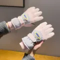 Winter cycling ski gloves fleece lined warm windproof waterproof touch screen gloves - Pink White