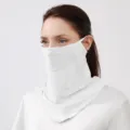 Women sun protection face mask breathable mesh UV blocking neck gaiter summer white - One Size / White