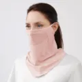 Women pink sun protection face mask mesh UV shield neck guard breathable summer veil - One Size / Pink