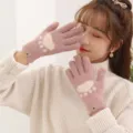 Gants tricotés mignons patte de chat rose, gants tactiles d'hiver chauds pour femmes. - Rose rouge