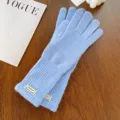 Gants tactiles tricotés bleus automne hiver chauds élégants accessoires de couleur unie - Taille unique / Bleu lac