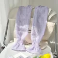 Women summer sun protection ice silk arm sleeves long breathable ultraviolet proof purple - Purple