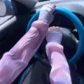 Women summer sun protection ice silk arm sleeves for driving UV breathable long cover - Purple