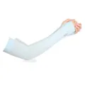 Ice silk sun protection sleeves light blue summer long arm cover for driving cycling outdoor - Blue
