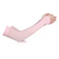 Women summer UV protection ice silk arm sleeves breathable long sun sleeves for driving outdoor - Pink