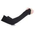 Black Ice Silk Sun Protection Sleeves, Long Breathable UV Protection Arm Covers for Driving. - Black