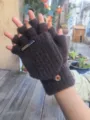 Guanti invernali uomo mezza dita cashmere morbido lavorato a maglia con risvolto - Taglia unica / Marrone