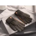 Men winter warm knitted gloves dark grey thermal fleece lined gloves for cold weather - Non-Flip Dark Grey