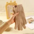 Damen Winter Strickhandschuhe einfarbig Touchscreen warme Handschuhe khaki Mode Stil - Khaki
