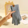 Damen Winter warme Strickhandschuhe, grau lang Touchscreen Wolle Fäustlinge süßer Stil chic. - Blau