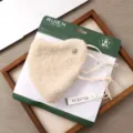 Mascarilla facial cálida de felpa en forma de corazón invierno antiviento linda - Beige Felpa