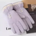 Women's winter thick fleece warm touch screen gloves, stylish design for outdoor skiing and travel. - Purple