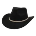 Vue détaillée du chapeau cowboy western en suédine noire avec bande de strass pour voyage. - 58cm / Noir