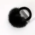 Schwarze flauschige Ohrenschuetzer fuer Winter warme weiche Ohrwaermer Accessoires - Einheitsgröße / Schwarz