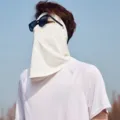 Men's breathable full face sun protection mask, UV shielding nylon cycling face cover white. - Male Style / White
