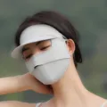 Summer sun protection face mask with visor, grey breathable sun shield for outdoor use. - Elegant Grey