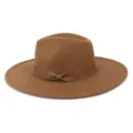 Chapeau fedora en feutre marron à large bord classique avec nœud élégant, accessoire chic. - 58cm / Kaki