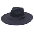 Γυναικείο κομψό καπέλο fedora από μαλλί με κορδέλα φιόγκος, μαύρο χειμερινό καπέλο jazz. - 58cm / σκούρο γκρι