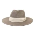 Detailed close-up of summer straw fedoras with stylish beige pleated band, breathable material. - 58cm / Dusty Pink