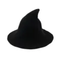 Détail de chapeau de sorcière tricoté noir, douce laine automne hiver pliante. - M (56-58cm) / Noir