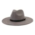Elegante sombrero fedora de ante gris para hombre y mujer con detalle de cinturón. - 58cm / Gris Carbón
