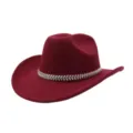 Roter Filz Cowboyhut Jazz Fedora mit stilvollem silbernen Strass Schmuckband Detail - Einheitsgröße / Burgunderrot