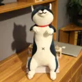 Χαριτωμένο ασπρόμαυρο μαξιλάρι λούτρινο Shiba Inu, απαλή κούκλα σκύλος για δώρο. - Μαύρος Σκύλος / 60CM