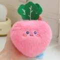 Cute pink plush radish vegetable bag charm key chain pendant soft toy accessory for girls - Carrot