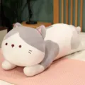 Gray Long Cat Plush Pillow Cute Soft Animal Body Pillow for Kids Girls Bedroom Decor - Prone Position Cat / Lying Position 50cm