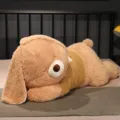 Extra large plush rabbit toy with cute lying posture and yellow sweater, ideal sleeping pillow. - Brown Rabbit / 1m