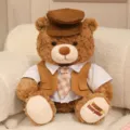 Cute plush teddy bear toy with hat shirt and tie soft doll gift for girlfriend sleeping pillow - Couple Bear Male Style